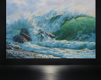 絵画 油絵 マルチアル 風景画 波 絵画 油絵 マルチアル 風景画 波