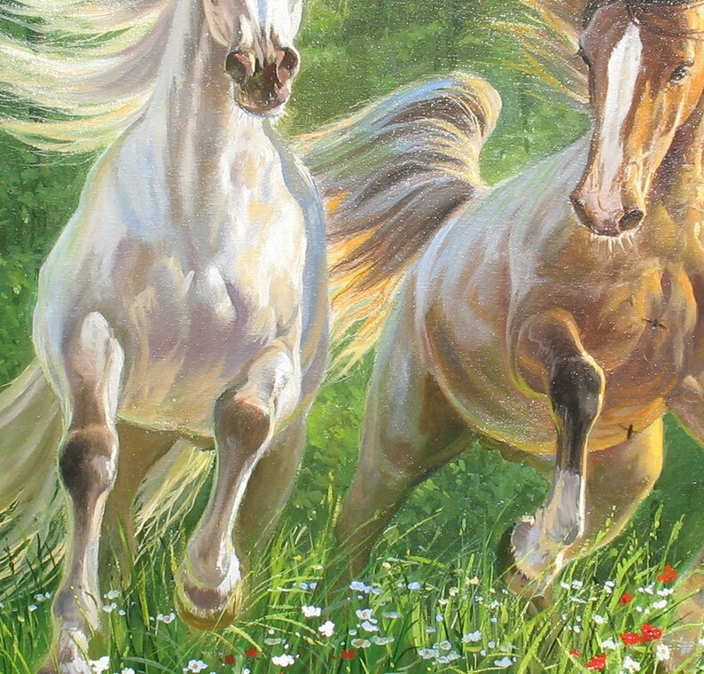 Running Horses Painting Canvas Large by Alexander Shenderov Running
