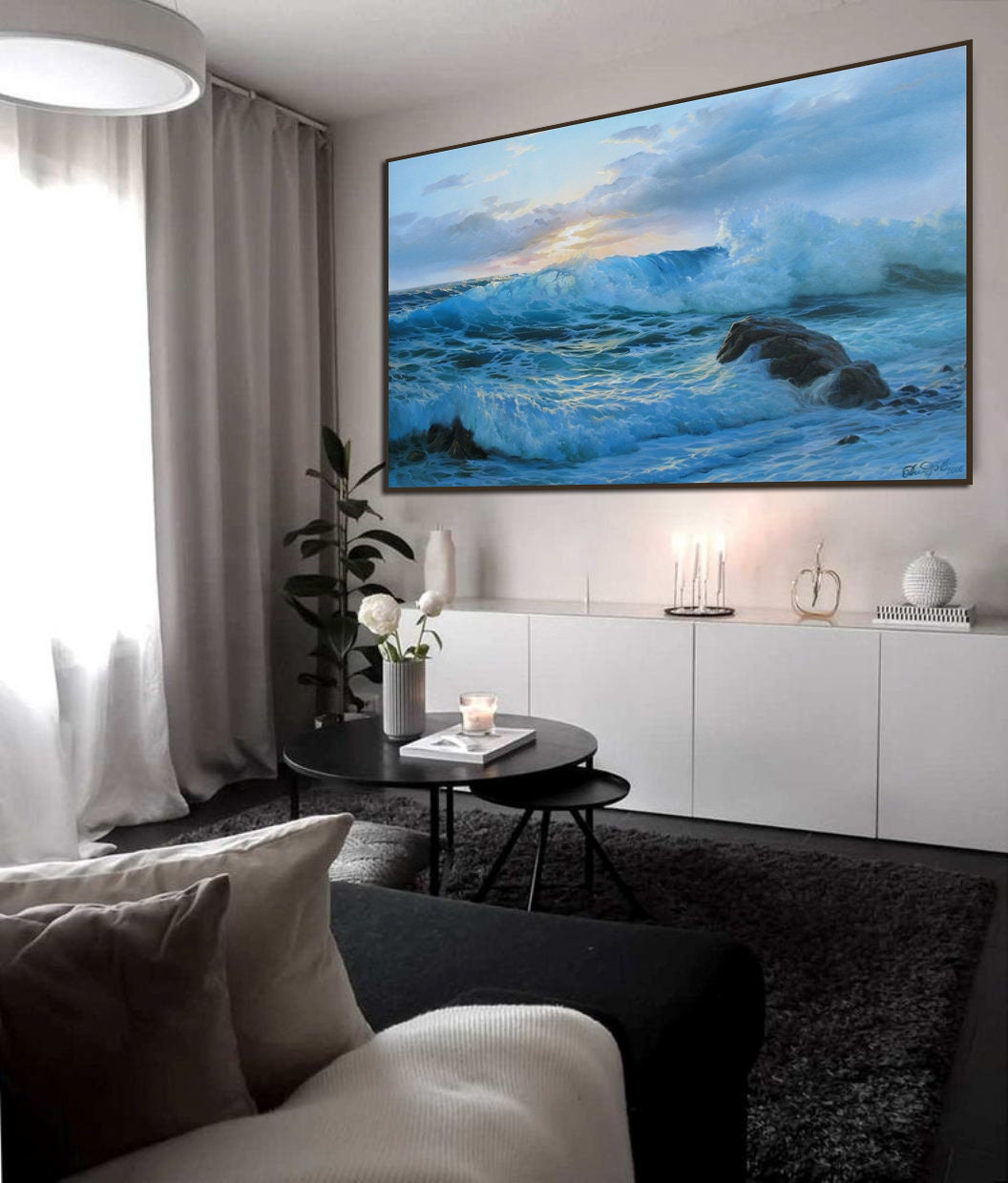 Extra Large Blue Art on Canvas by Alexander Shenderov Sunrise Etsy