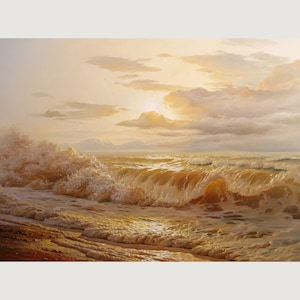 Original seascape oil painting by Alexander Shenderov ocean painting canvas large oil painting wave painting seascape painting sunset