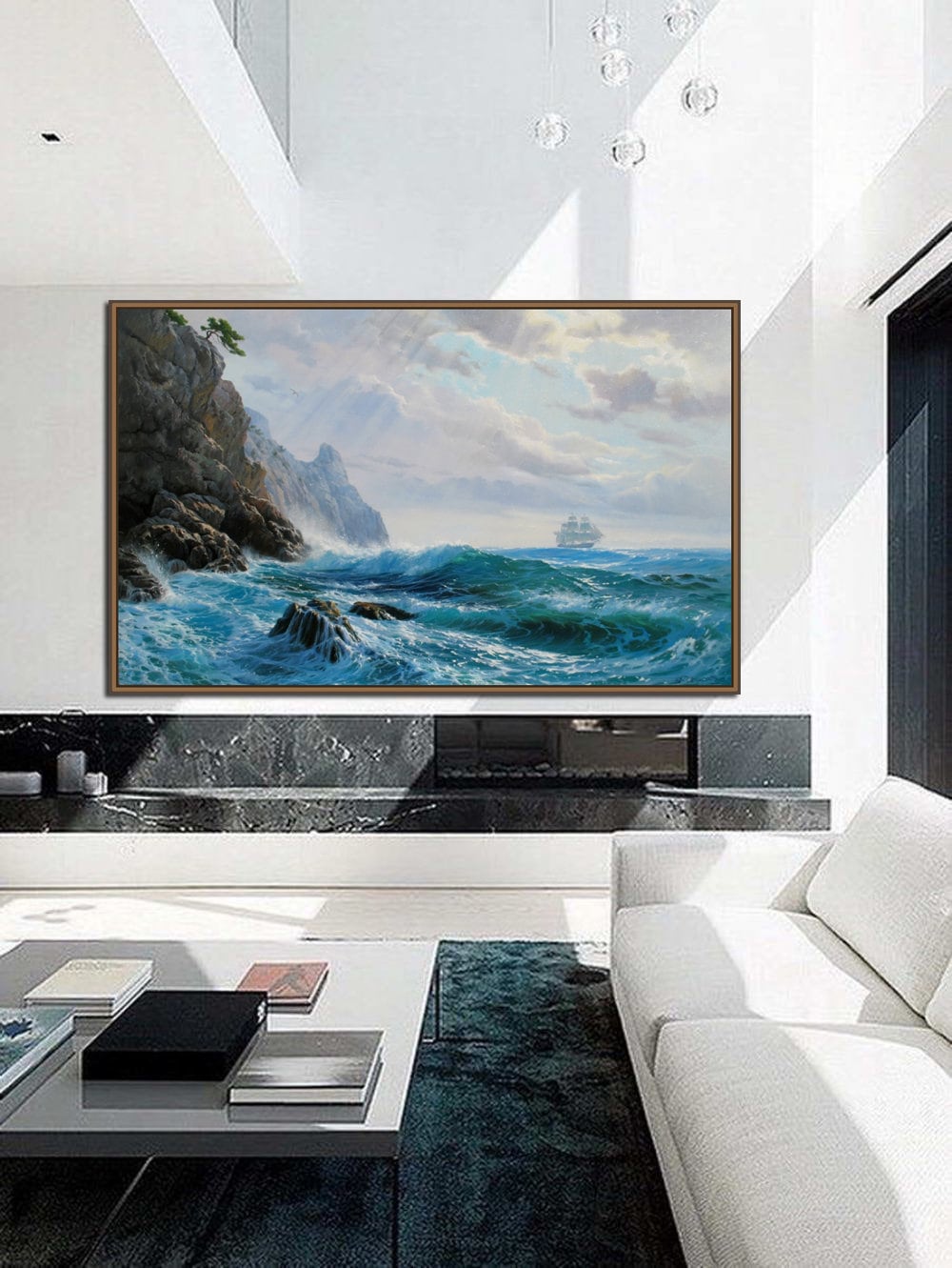 Original Seascape Oil Painting on Canvas: Coastal Ocean Art by