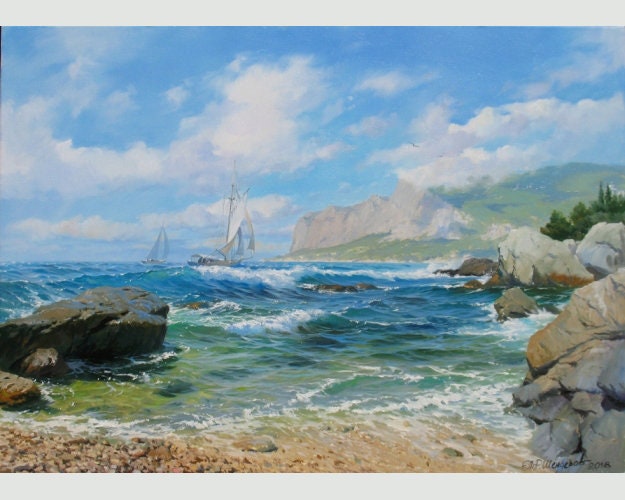 Alexandre Santiro【船のある風景】水彩肉筆画 Alexandre Santiro【船のある風景】水彩肉筆画 - メルカリ