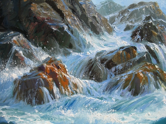 油絵 油彩 油彩画 絵 絵画 【海と波】 油絵 油彩 油彩画 絵 絵画【波】SM号 | HIROSHI1990