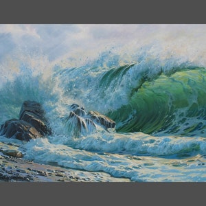 アレクサンダー・シェンデロフによる海の絵画、キャンバスに描か
