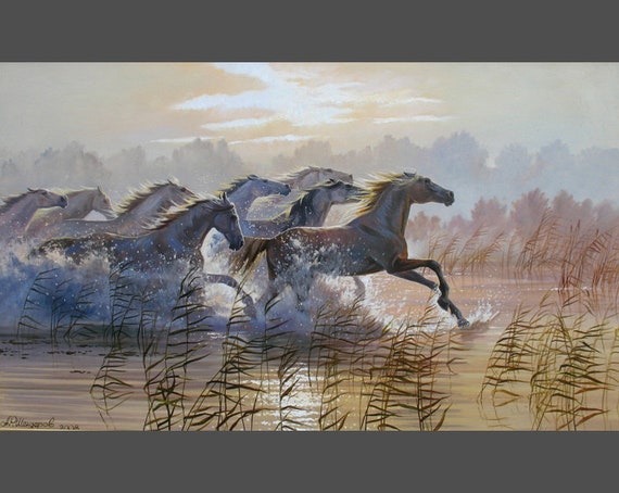 Grosse Pferd Malerei Von Alexander Shenderov Original Olgemalde Etsy