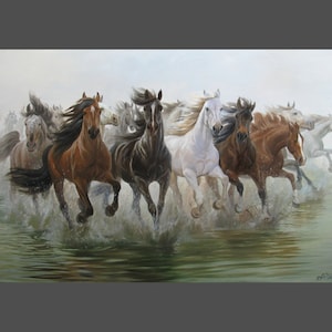 Het schilderen van het paard door Alexander Shenderov origineel olieverfschilderij op canvas paard kunstpaarddecor groot paard dat origineel realisme schildert