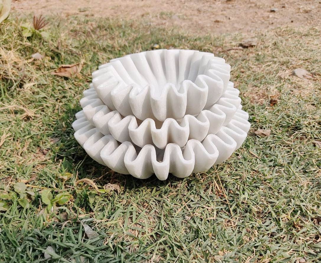 Marble Flute Bowl Fruit Bowl Bowls Decorative Bowl Floral Etsy Ireland