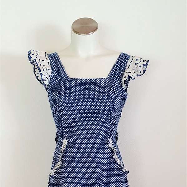Vintage Dress - 70s dress - vintage fashion - Dress with Dots  - Retro, unikat,