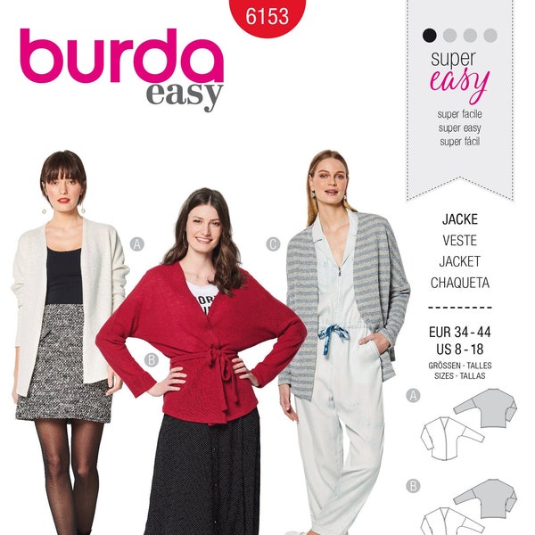 Pattern- Sewing-Veste-Jacket, Gardigan,Sewing  Burda Style 6153