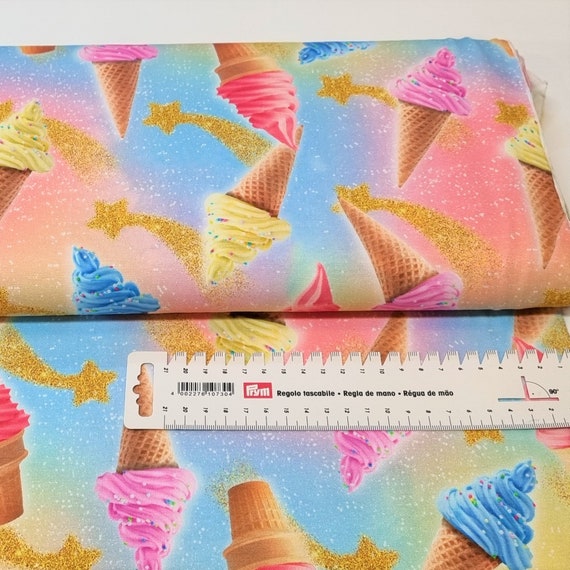 Jersey di cotone, Maglina di cotone- stoffa con gelati- Ice-Cream Jersey