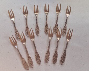 dessert Rococo/Baroque Style Small Forks, set of 12 small forks, vintage Gero, Shabby small forks