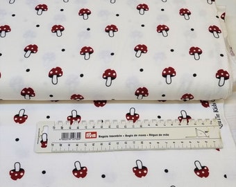 Jersey de algodón, Jersey de algodón blanco, paño infantil con champiñones
