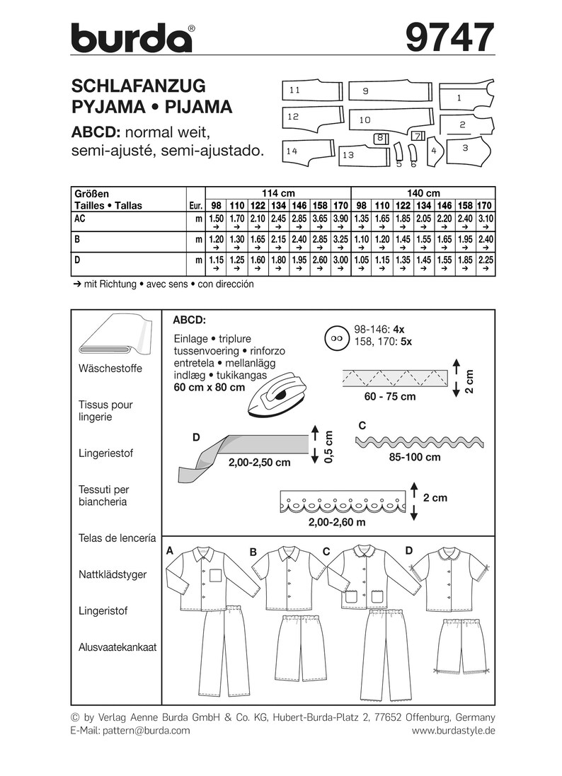 Cartamodello Burda B9652 Per Tutina Da Beb&egrave; - 19x13cm, Difficolt&agrave; 1