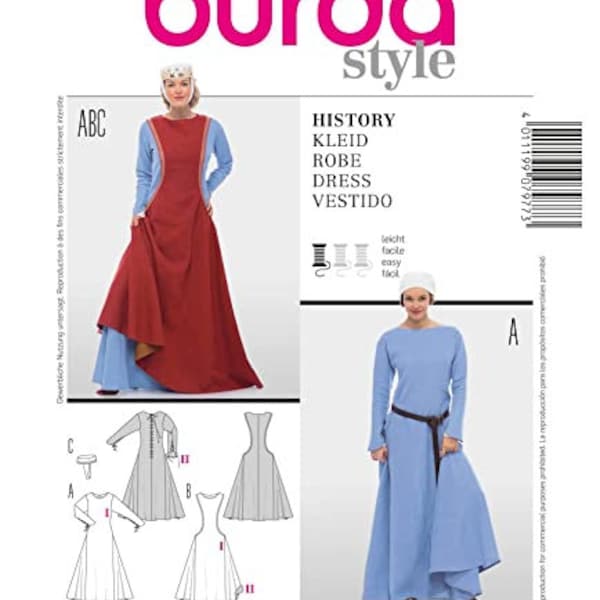 Burda 7977-robe-kleid-  Schnittmuster mittelalter