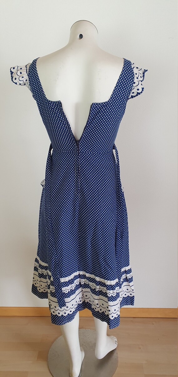 Vintage Dress - 70s dress - vintage fashion - Dress with Dots  - Retro, unikat, View 4