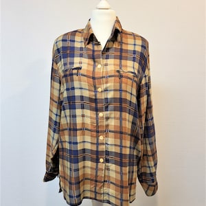 Blouse Shirt Vintage , 90s Shirt, Tartan Shirt, Vintage Shirt.