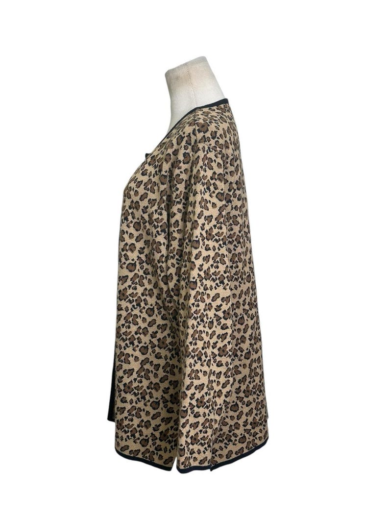 John Paul Richard Leopard Print Long Sleeves Open Front Cardigan Size