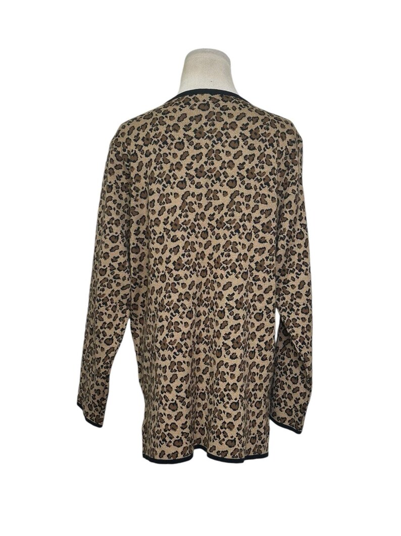 John Paul Richard Leopard Print Long Sleeves Open Front Cardigan Size