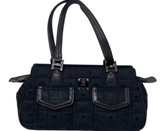 MCM Monogram Visetos Nylon with Leather Trim Shoulder bag