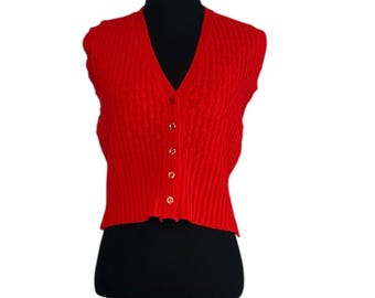 Vintage red buttoned sweater vest size Small