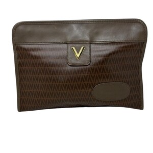 Bolso de mano Valentino de piel marrón con estampado en V. imagen 12