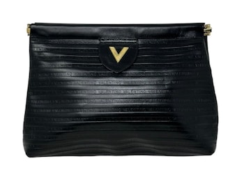 Bolso de mano Valentino de piel negra con el logo V