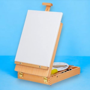Wood Artist&#39;s Box, Desk Painting Travel  Easel, stand for art, Drawer Sketch box