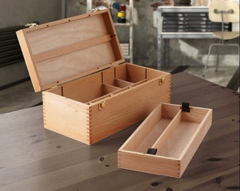 Large Wooden Portable art Brush Extra Artist Wood Pastel Box Large Beechwood Artist Tool Box