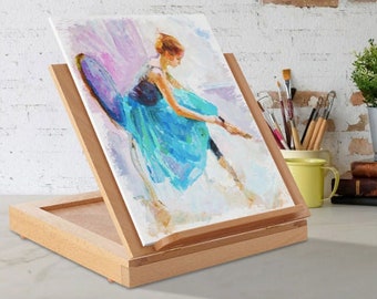 Wooden Easel Artist Adjustable Tabletop Desktop Box Beechwood Easel Painter with Palette
