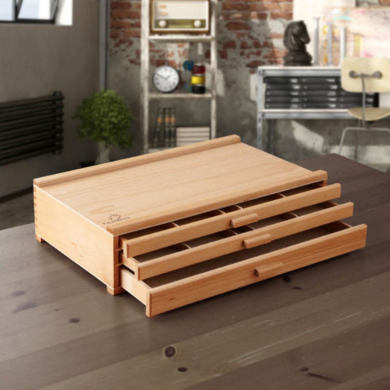 Artist Wooden Multidrawer Storage Box Pastels Maker Organizer Etsy