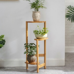 Bamboo Plant Stand Indoor Outdoor 3 Tier Tall Corner Flower Rack Holder Display