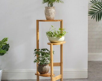 Bamboo Plant Stand Indoor Outdoor 3 Tier Tall Corner Flower Rack Holder Display