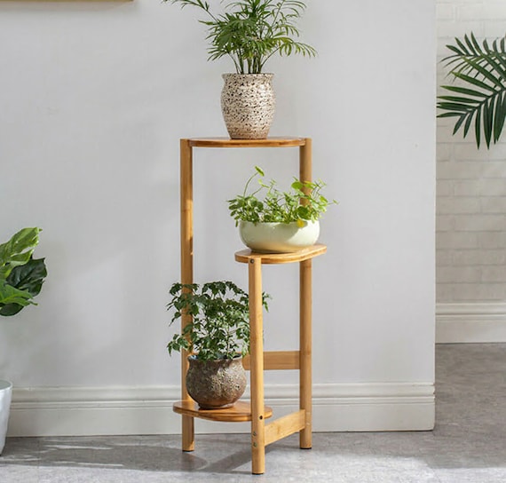 Bamboo Plant Stand Indoor Outdoor 3 Tier Tall Corner Flower Etsy