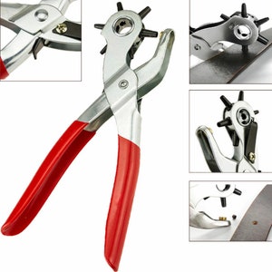 Leather Tools Craft Hole Punch Hand Plier Belt 6 Sized 9" Heavy Duty Handle Knife Leather Working Tools DIY Supplies