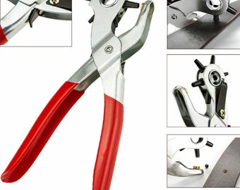 Leather Tools Craft Hole Punch Hand Plier Belt 6 Sized 9" Heavy Duty Handle Knife Leather Working Tools DIY Supplies