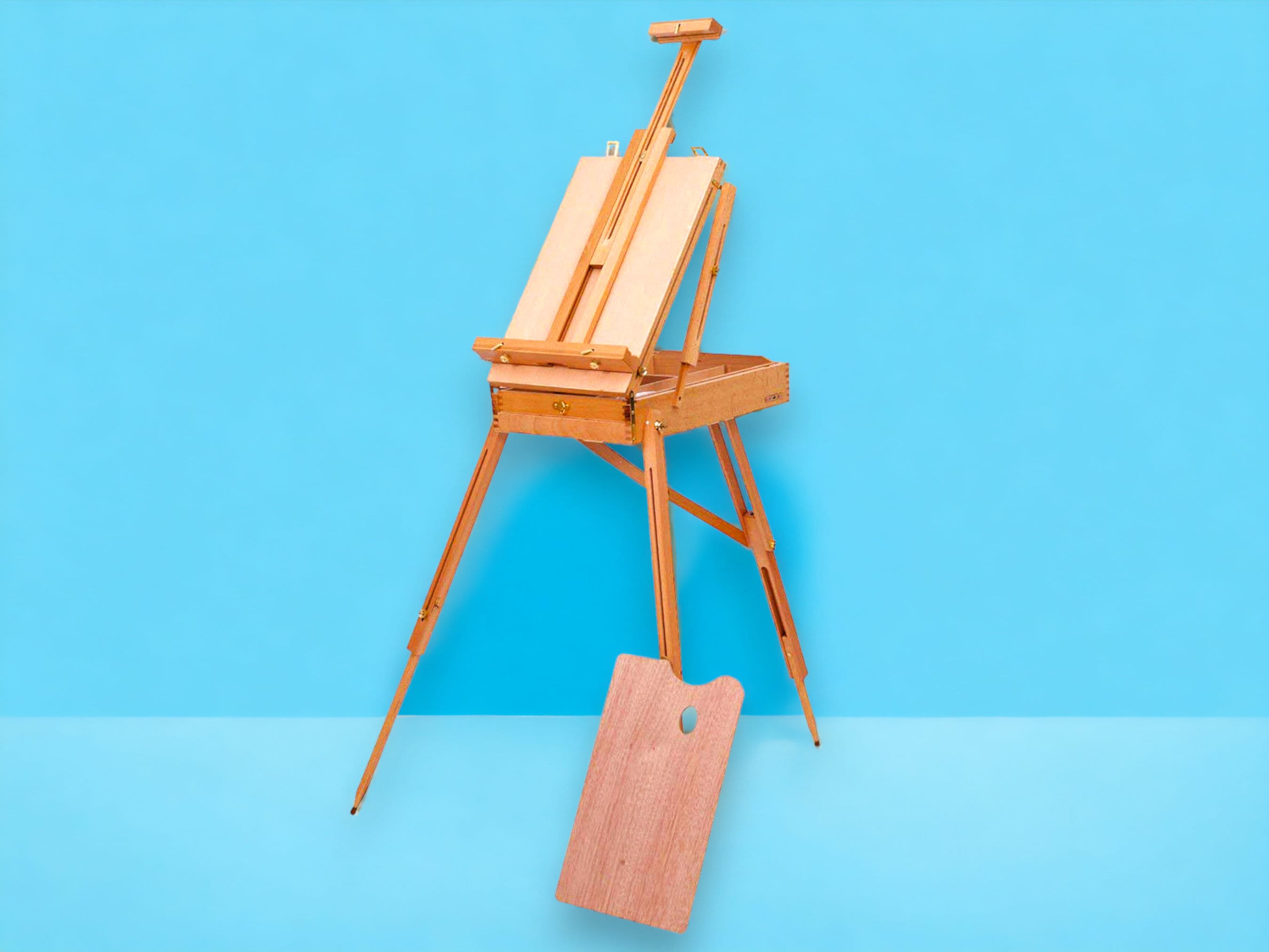 MEEDEN meeden french easel,beech wood sketch easel box with foldable  legs,drawer storage and palette tray,portable artist easel for