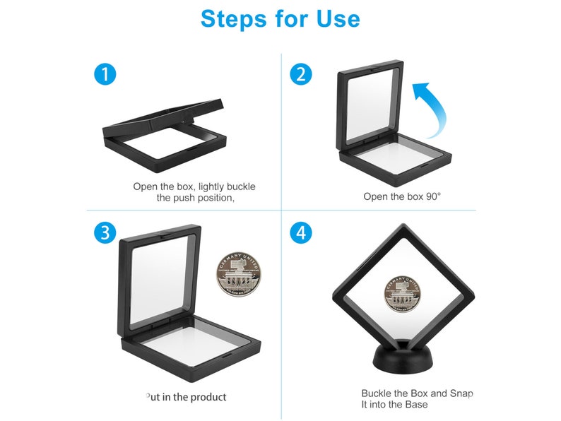 3X 3D Floating Coin Display Stand - Frame Box for Jewelry, Challenge ...