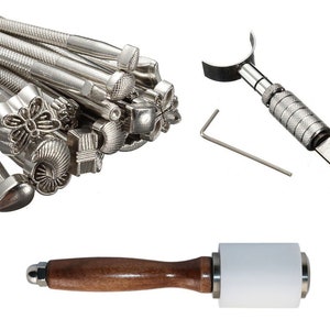 Leather Working Tools Set Puncher Stamp 20 pcs Carving Craft Hammer and  Swivel Knife leather Craft Tools