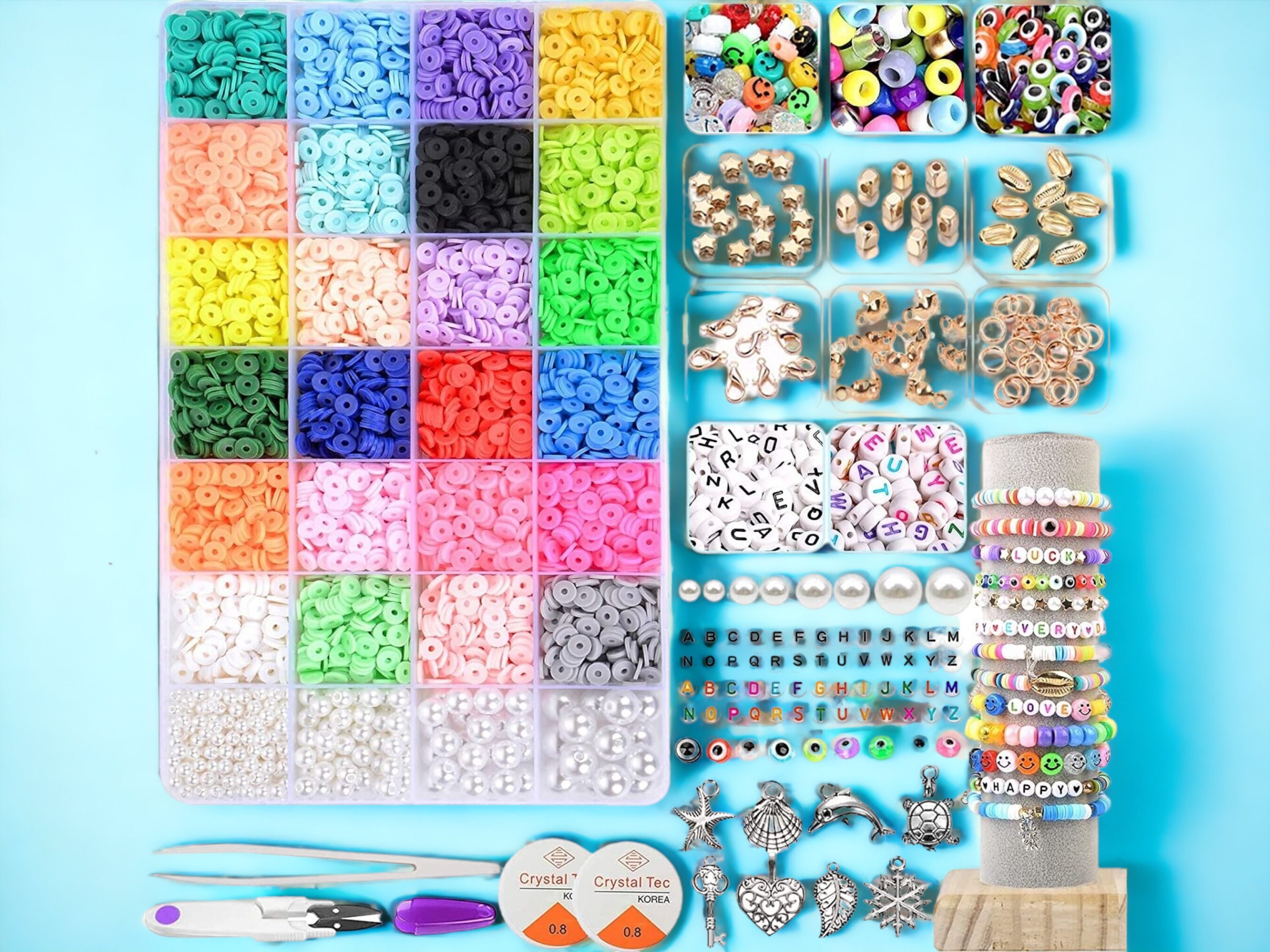 2000pcs Cyan Green Clay Beads for Bracelets Making, Flat Round  Polymer Clay Beads 6mm Spacer Heishi Beads for Jewelry Making Earring  Bracelets Necklace