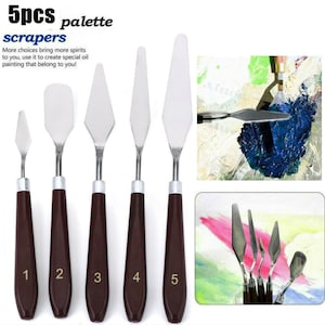 MEEDEN 5 Pieces Painting Knife Set Versatile Stainless Steel Spatula  Palette Knife Oil Painting Accessories Mixing Scraper for Oil, Paint Color