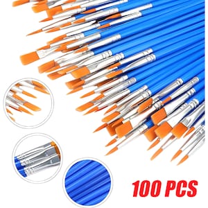 Watercolor Acrylic Craft Painting: 100Pcs Artist Paint Brushes Set for Face, Nails & More