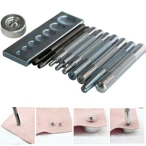 Leather Tools Craft DIY Punch 11 PCS Hole Snap Rivet Fastener Button Setter Base