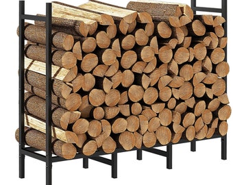4FT  Fire Wood Holder  Log Rack Outdoor and Porch Heavy Duty Metal Wood Storage