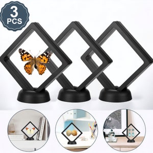 3X 3D Floating Coin Display Stand - Frame Box for Jewelry, Challenge Medals, and More