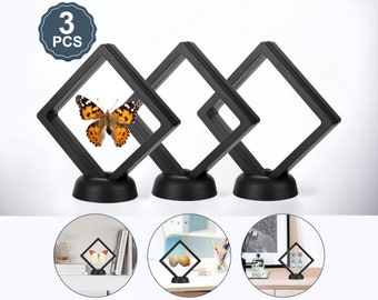 3X 3D Floating Coin Display Stand - Frame Box for Jewelry, Challenge Medals, and More
