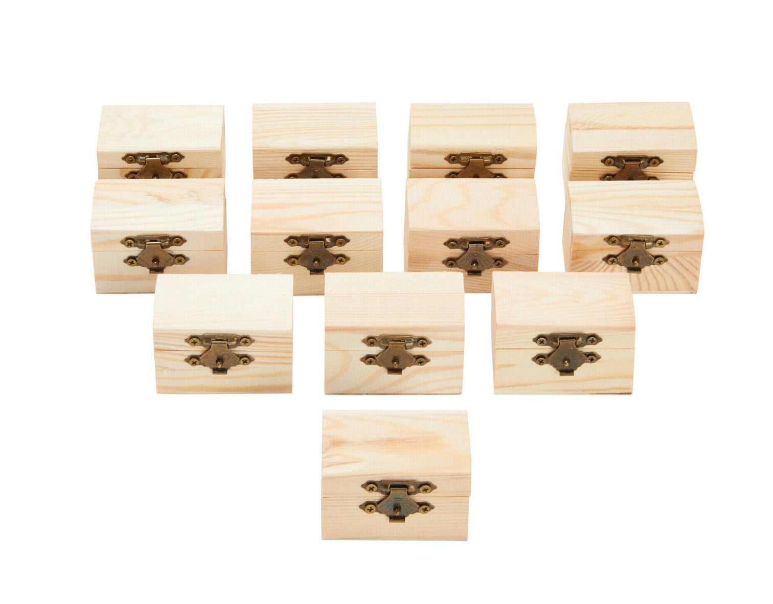 12pk Wooden Boxes for Crafts Unfinished Wood Treasure Boxes for