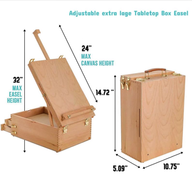 Large Tabletop Wood Sketch Box Artist French Folding Easel Etsy