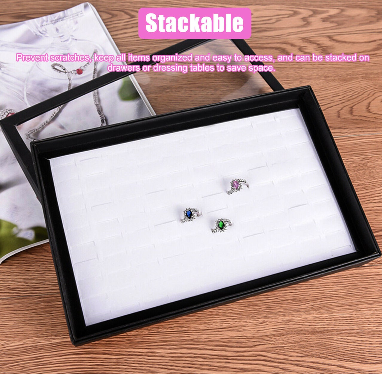 ✨NEW Premium Quality Jewelry Display Storage Case 100 Slots 100 Slots Jewelry Ring Display Organizer Case Earring  main image 2