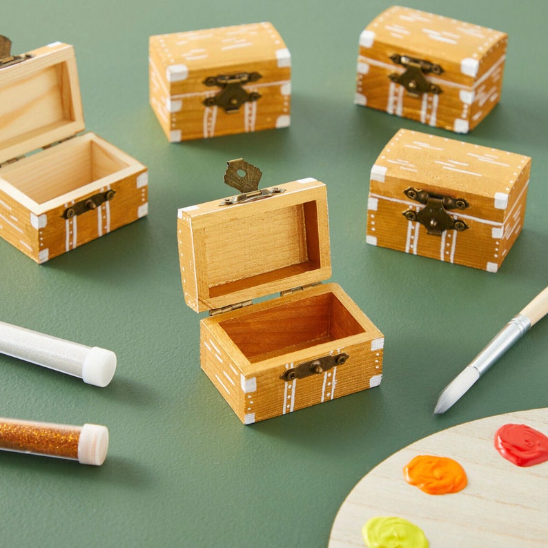 12pk Wooden Boxes for Crafts Unfinished Wood Treasure Boxes Etsy