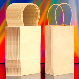 50 Pack Small Gift Bags with Handles Paper Goodie Bags Bulk Kraft 6.2x3.5x2.4